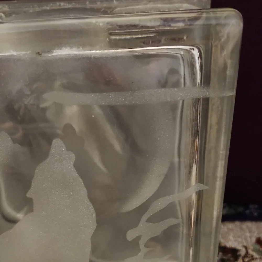 $40 Add On Cubed Frosted Glass Wolf Decor - Picture 3 of 11
